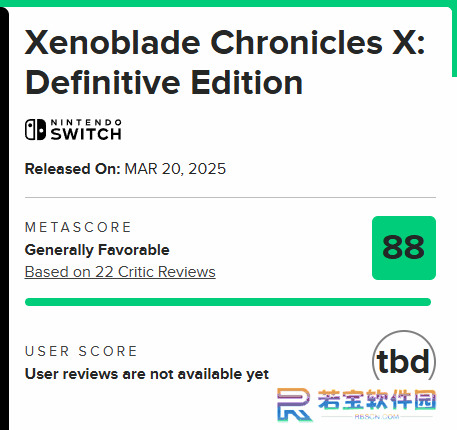 《异度之刃X 终极版》评分解禁：M站高达88分！