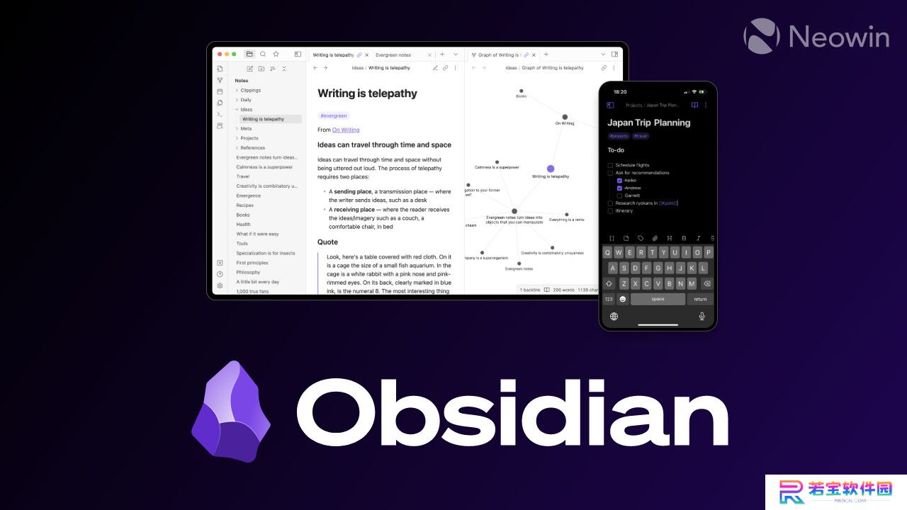 笔记应用 Obsidian 1.9.0 预览发布：新增 Bases 插件，零散笔记转为结构化数据库