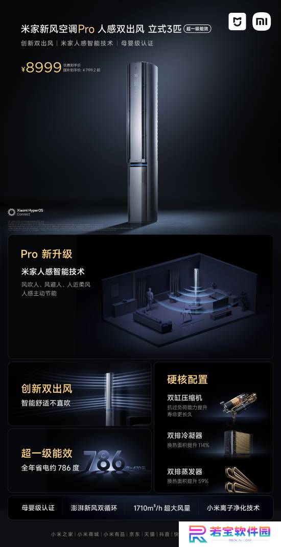 吹风会自动避人！米家空调Pro公布：3999元起